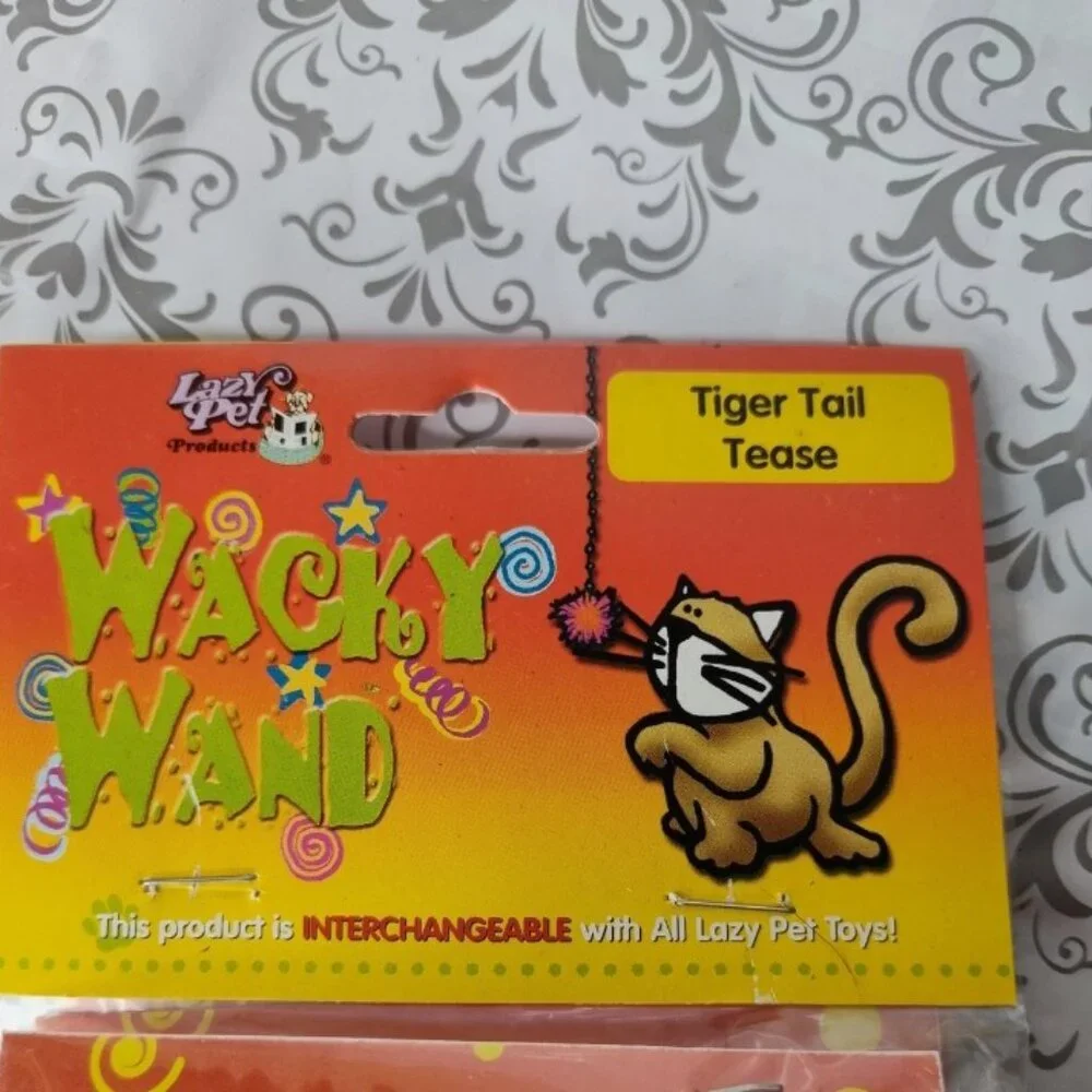 Lot of 3 Lazy Pet Interactive Tail Tease Cat Toy Brown, Orange, & Blue C14